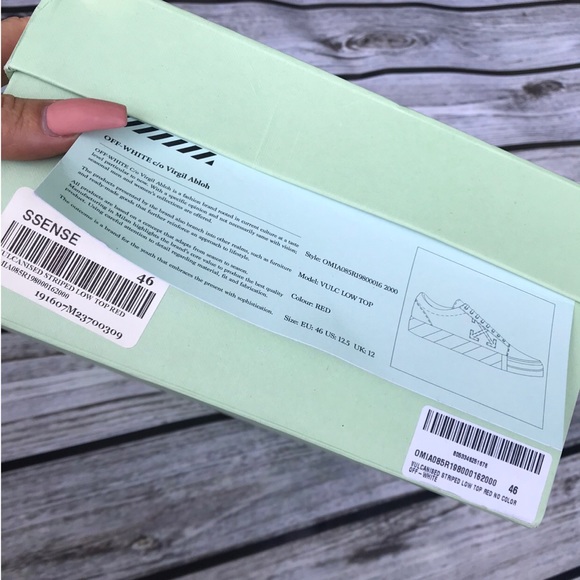 SOLD • OFF WHITE VULCANIZED STRIPED LOWTOP RED - Picture 4 of 8